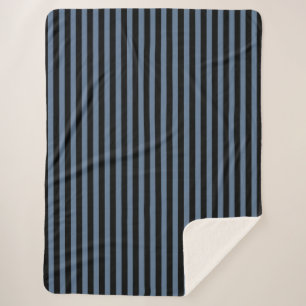 Blue gray and black stripes sherpa blanket