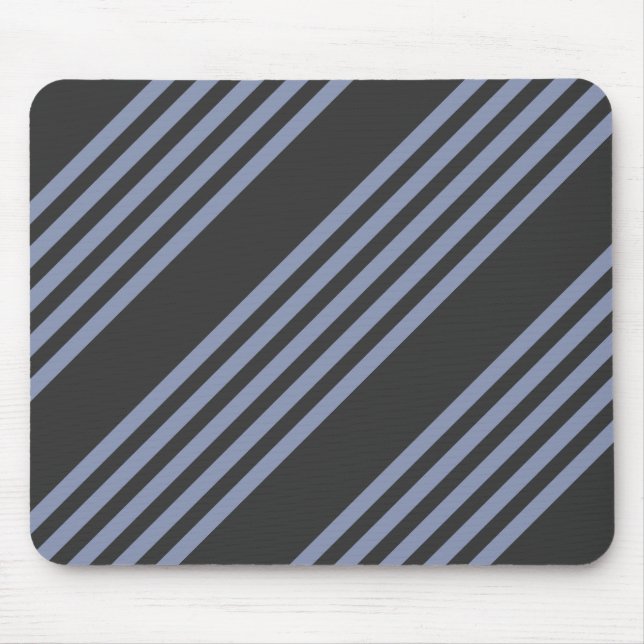 Blue-gray and charcoal five stripe pattern mouse pad (Front)
