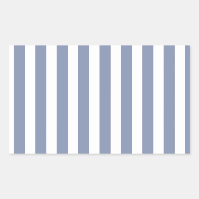 Blue gray and white candy stripes rectangular sticker (Front)