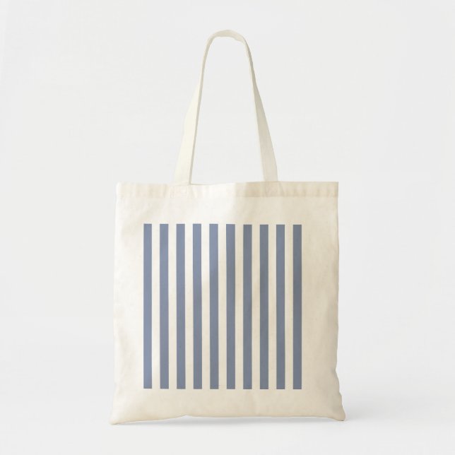 Blue gray and white candy stripes tote bag (Front)