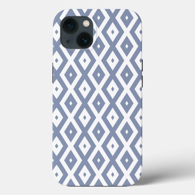 Blue gray and white diamond pattern Case-Mate iPho iPhone Case (Back)