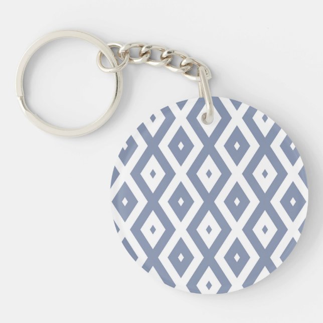 Blue gray and white diamond pattern key ring (Front)