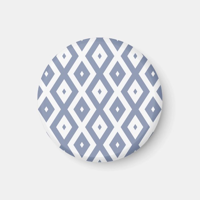Blue gray and white diamond pattern magnet (Front)