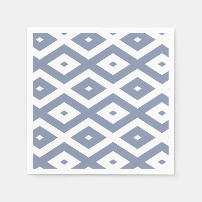 Blue gray and white diamond pattern napkin (Front)