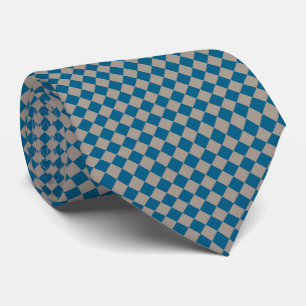 Blue Gray Checker Diamond Pattern Tie