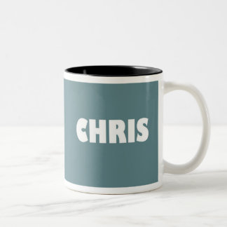 Blue-gray Chris name mug