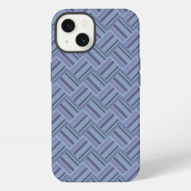 Blue-gray diagonal stripes weave pattern Case-Mate iPhone Case (Back)