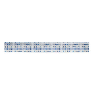 Blue Gray Diamond Pattern Satin Ribbon
