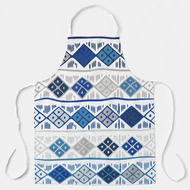 Blue gray Geometric pattern Apron (Front)