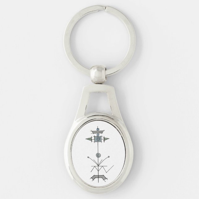 Blue Gray Green Geometric Key Ring (Front)