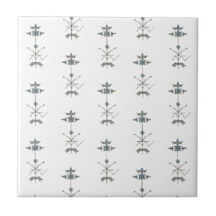 Blue Gray Green Geometric-Modern Pattern Ceramic Tile