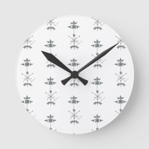 Blue Gray Green Geometric-Modern Pattern Round Clock
