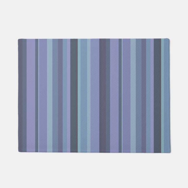 Blue-gray horizontal stripes doormat (Front)