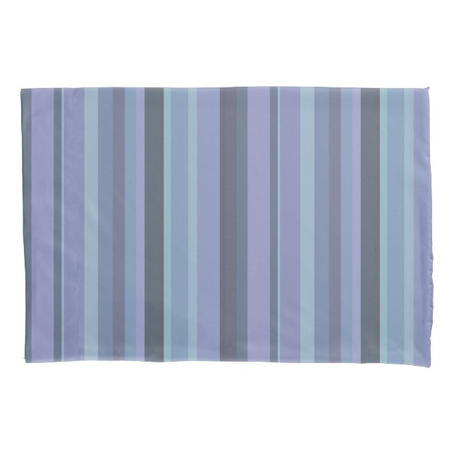 Blue-gray horizontal stripes pillowcase (Front)