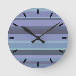 Blue-gray horizontal stripes round clock