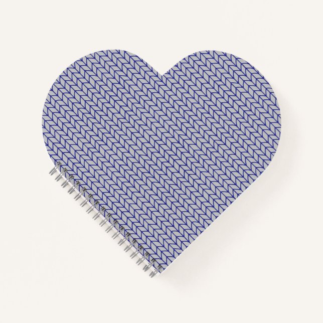 BLUE GRAY KNIT Heart Shape Spiral Notebook (Front)