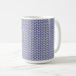 BLUE GRAY KNIT Tall White Mug