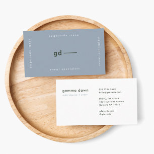 Blue Gray Modern Minimalist Simple Monogram Business Card