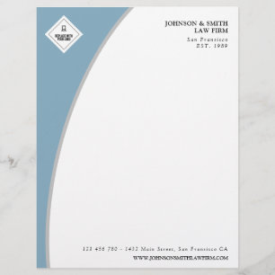 Blue & Gray Professional Add Your Logo Custom Letterhead
