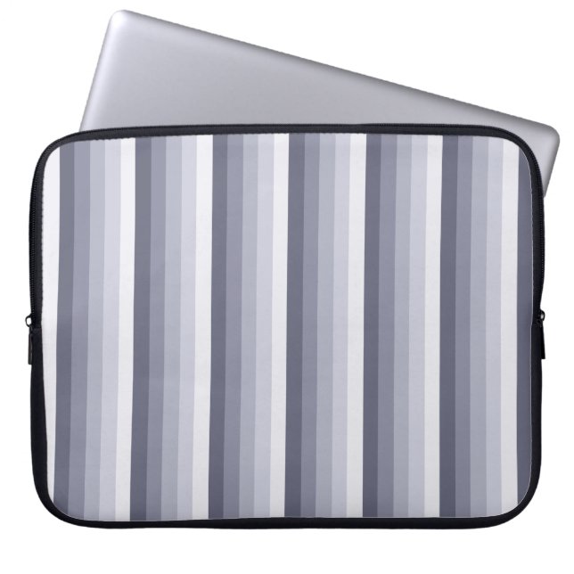 Blue gray shadow stripes laptop sleeve (Front)