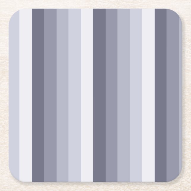Blue gray shadow stripes square paper coaster (Front)