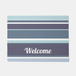 Blue-gray stripes doormat