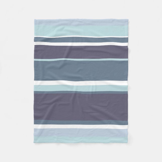 Blue-gray stripes fleece blanket (Front)