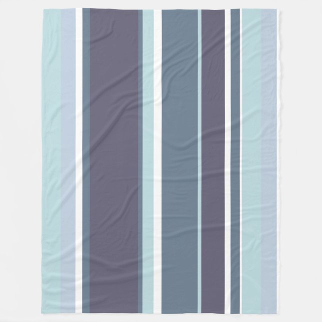 Blue-gray stripes fleece blanket (Front)
