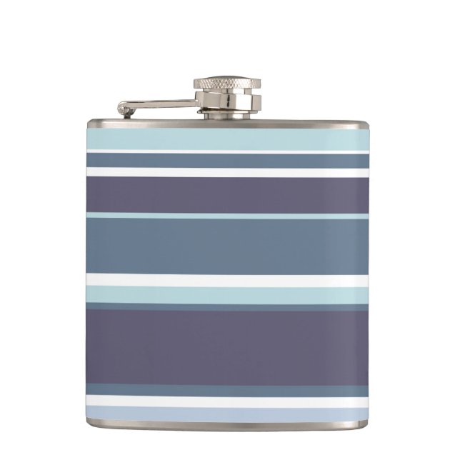 Blue-gray stripes hip flask (Front)