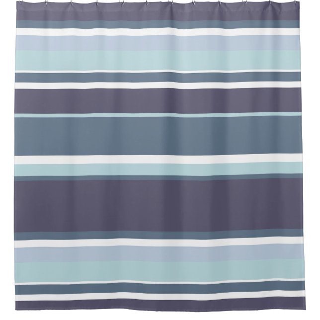 Blue-gray stripes shower curtain (Front)