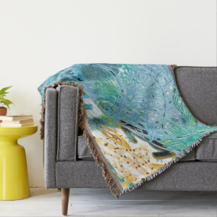 Blue Great Barrier Reef Echinoderms   Vintage Throw Blanket