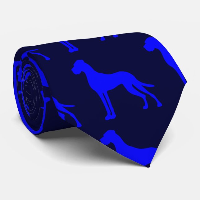 Blue Great Dane blueback Tie (Rolled)