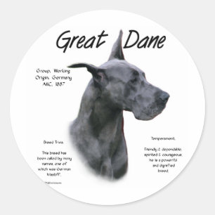 Blue Great Dane History Design Classic Round Sticker