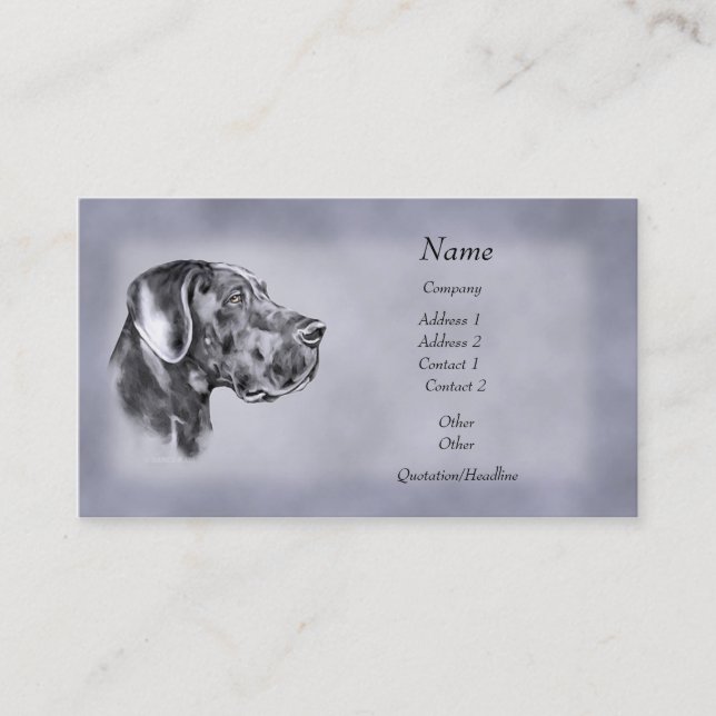 Blue Great Dane Uncrop Business Card (Front)