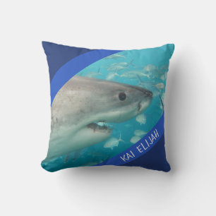 Blue Great White Shark Underwater Australia Cushion