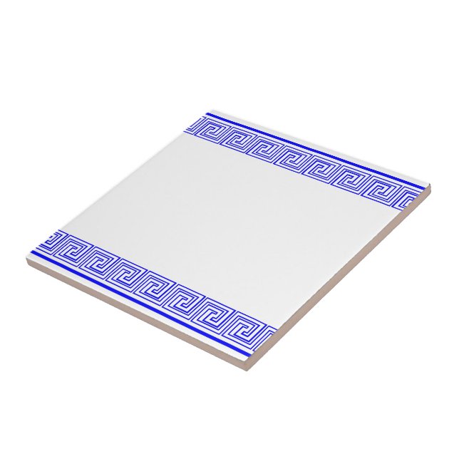 Blue Grecian Frieze Pattern Ceramic Tile (Side)