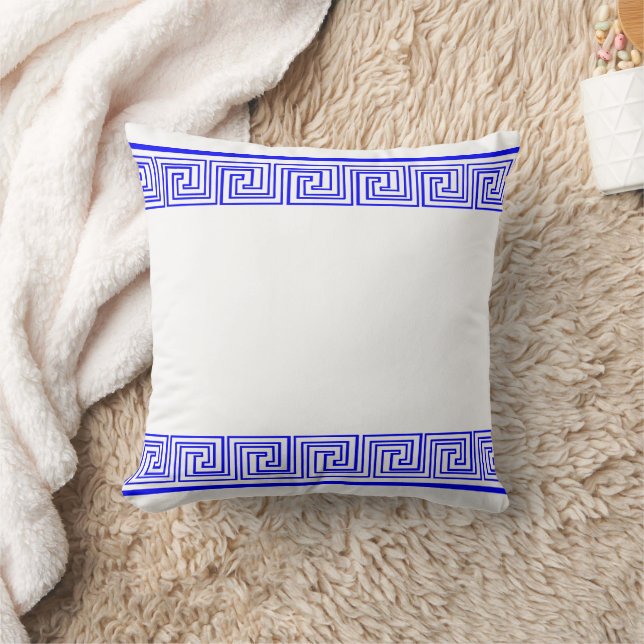 Blue Grecian Frieze Pattern Cushion (Blanket)