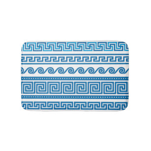 Blue Greek Key Bath Mat