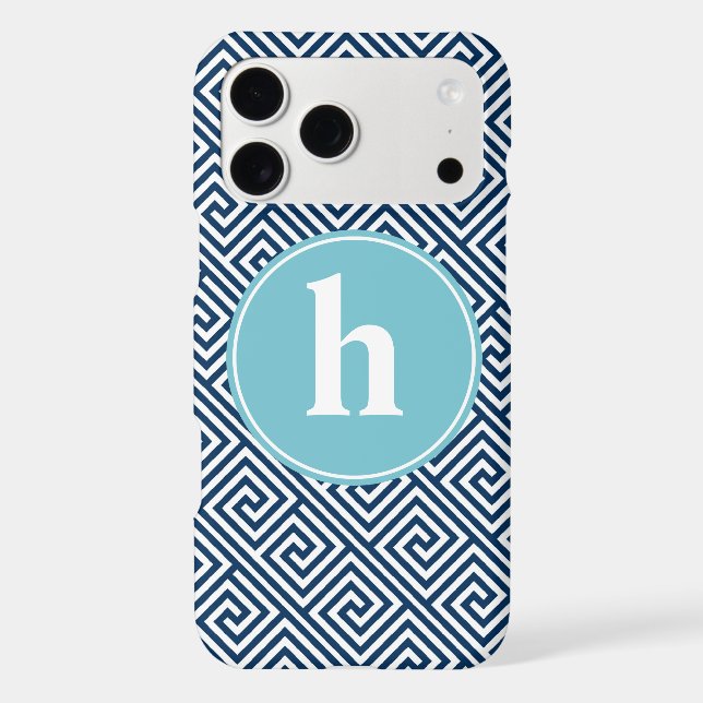 Blue Greek Key Pattern Monogram (Back)