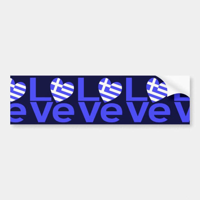 Blue Greek LOVE Tiled Bumper Sticker (Front)