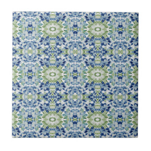 Blue Greem BOHO Floral pattern Ceramic Tile