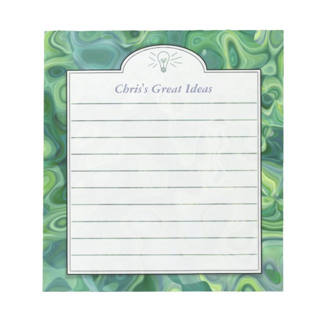 Blue Green Abstract Art Custom Idea List Notepad (Front)