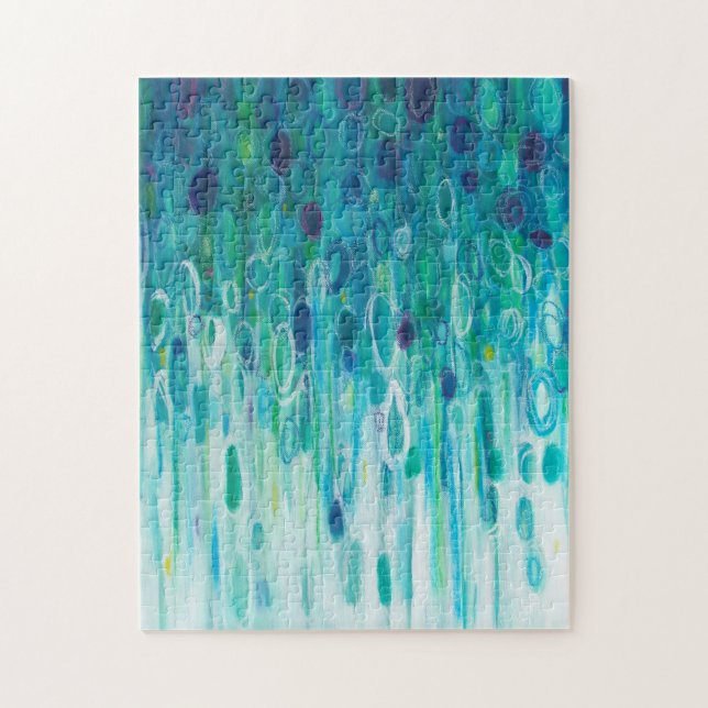 Blue Green Abstract Circle Painting Jigsaw Puzzle (Vertical)