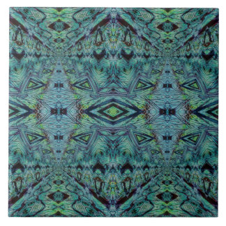 Blue Green Abstract Design Ceramic Tile