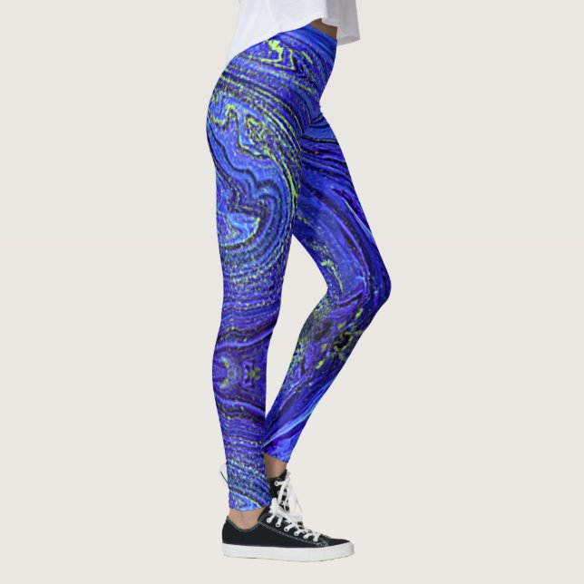 Blue Green Abstract Leggings (Right)