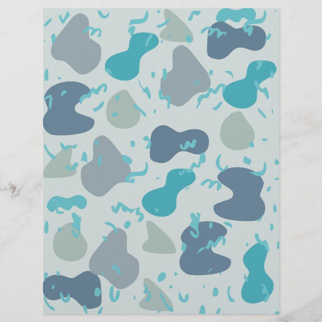 Blue Green Abstract Scrapbook Paper (Front)