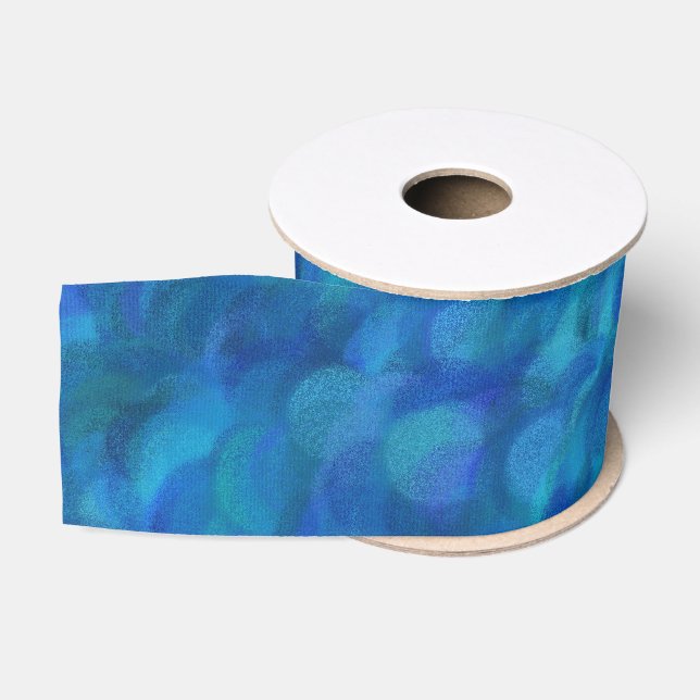 Blue Green Abstract Seamless Pattern Grosgrain Ribbon (Spool)
