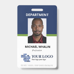 Blue Green Add Your Logo & Photo ID Badge