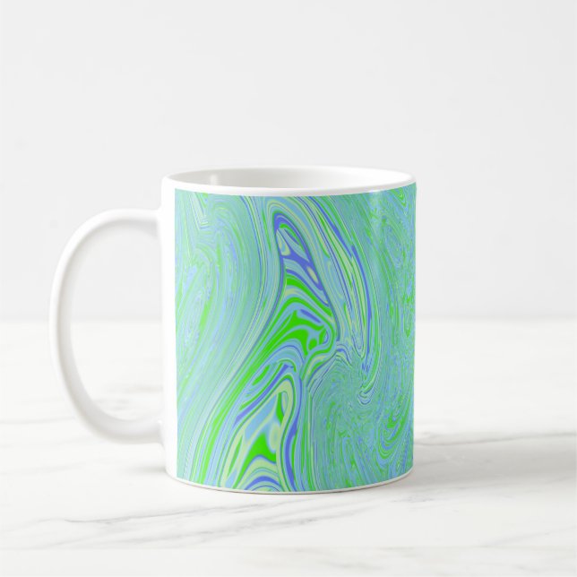 Blue Green Amoeba Wave  Coffee Mug (Left)