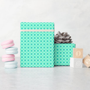 Blue-green and aqua polka dots wrapping paper